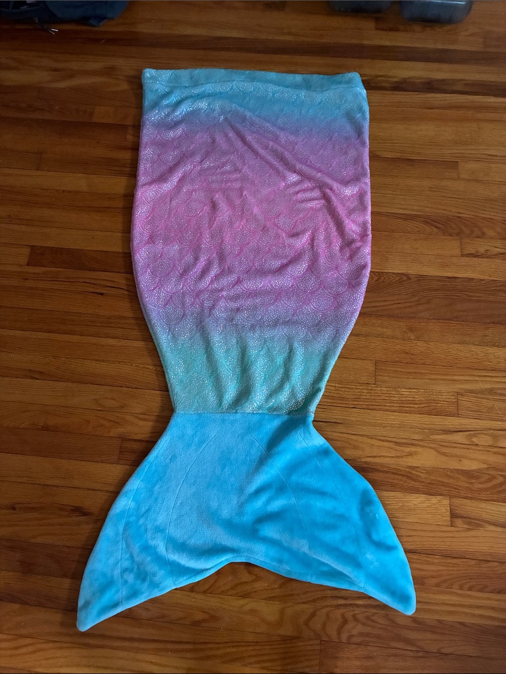 Justice Girls Gradient Mermaid Tail Blanket in Pink and Teal